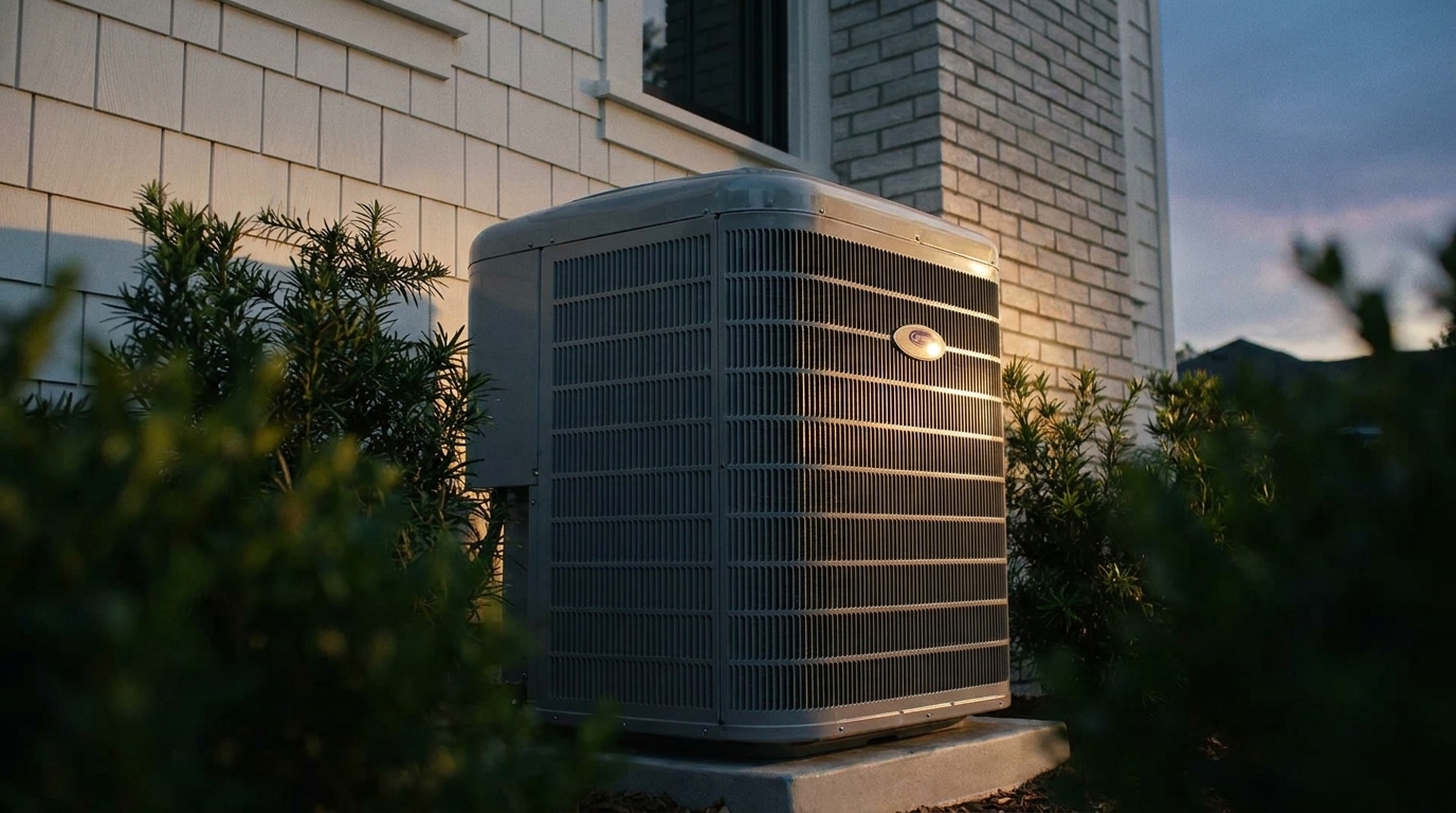 Carrier Infinity condenser at dusk