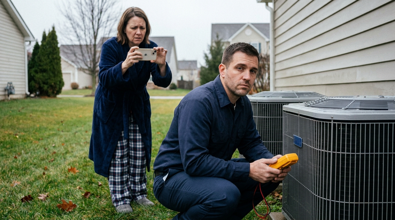 The customer is filming